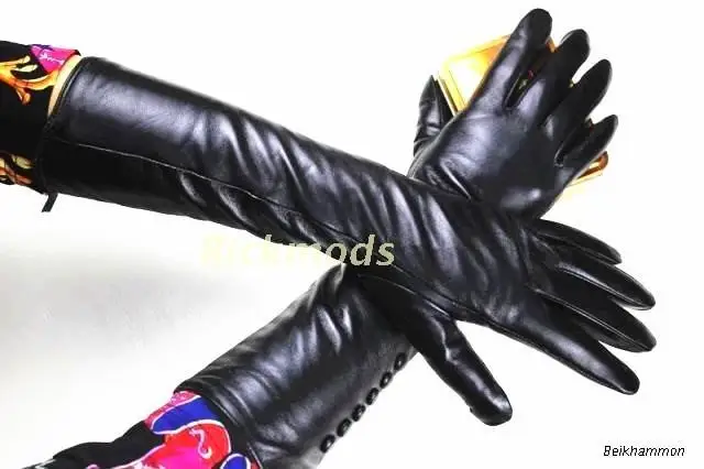 Eldiven Guantes, новинка, 38 см, длинные женские кожаные перчатки, на пуговицах, стильные, прямые, из овчины, с бархатной подкладкой, теплые, осень и зима