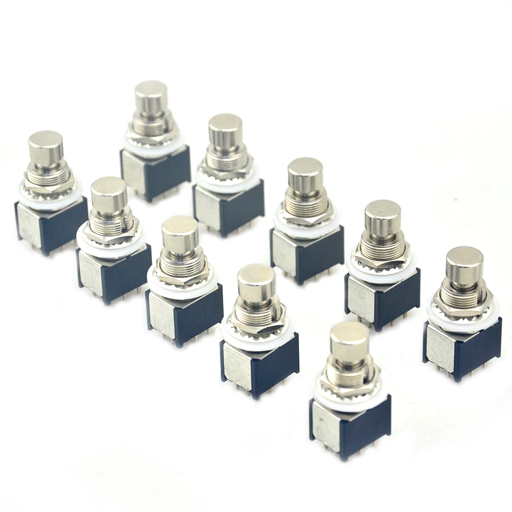 10 X Mini 3PDT 9PIN Latching ON-ONPCB Mounted Foot Switch For Guitar Pedal Kit | Спорт и развлечения