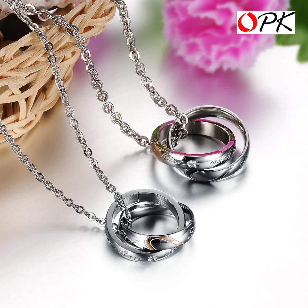 OPK Half Heart Puzzle Couple Necklaces Romantic Black/Gold Color Stainless Steel Women Men Pendant Jewelry 1 PCS Price GX830 | Украшения и