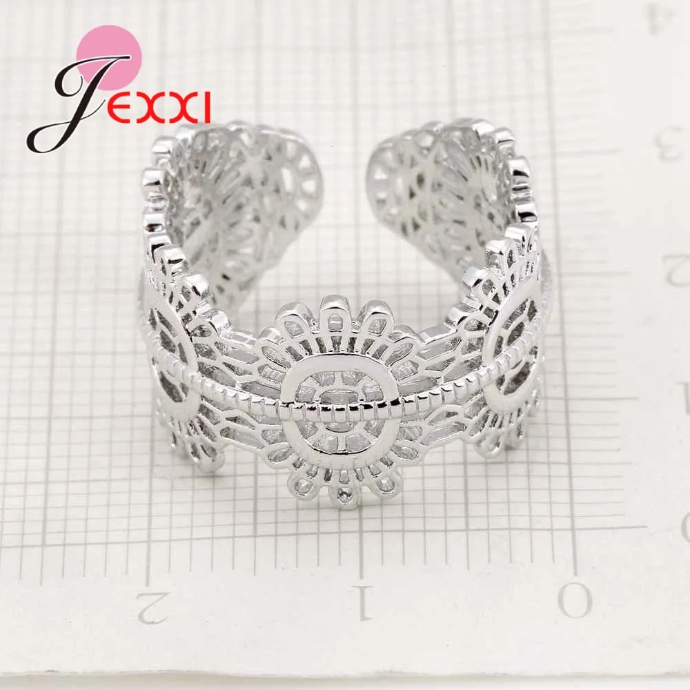 Новинка Открытое кольцо для вечерние JEXXI Серебряный цветок обручальное