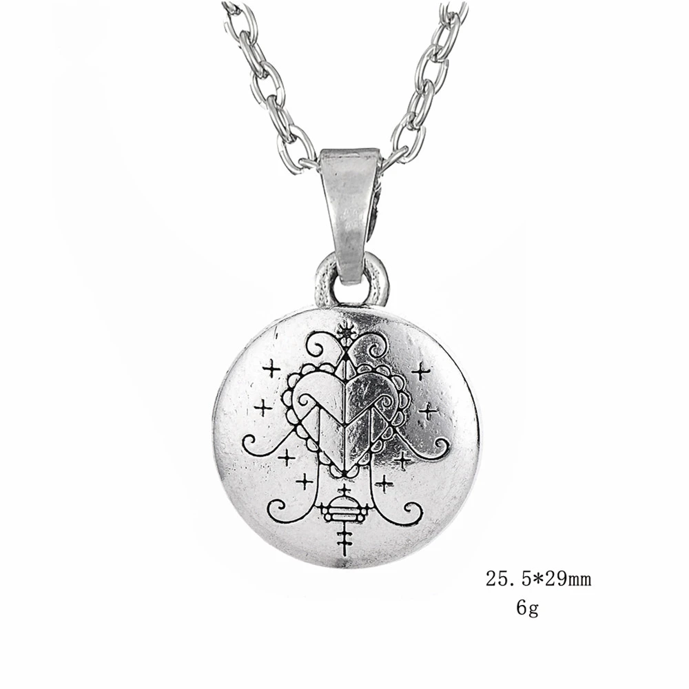 Voodoo Loa Veve ручная штамповка Vodoun Lwa Love Talisman цепь Hoodoo Амулет ожерелье|Ожерелья с