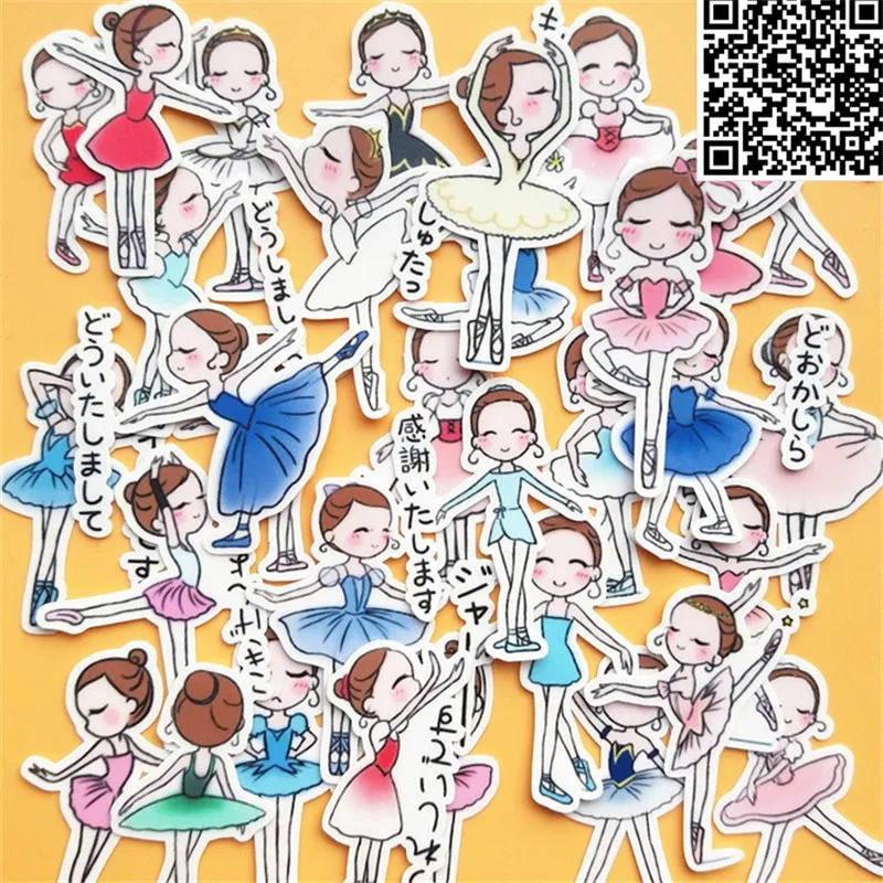 32 шт. балетные костюмы для девочек Стикеры Чемодан скейтборд мобильных устройств