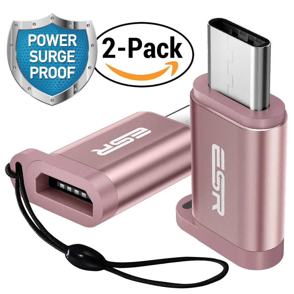 USB-C к Micro USB адаптер [2 шт], ESR Тип C адаптер конвертер Разъем для MacBook Pro, Google Pixel, Pixel XL, HUAWEI mate 9