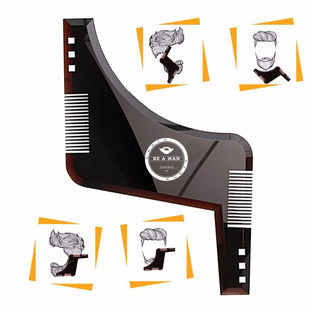 

New Pro Fashion Beard Styling Shaping Template Comb Barber Tool Black Clear Brown Symmetry Trimming Shaper Stencil