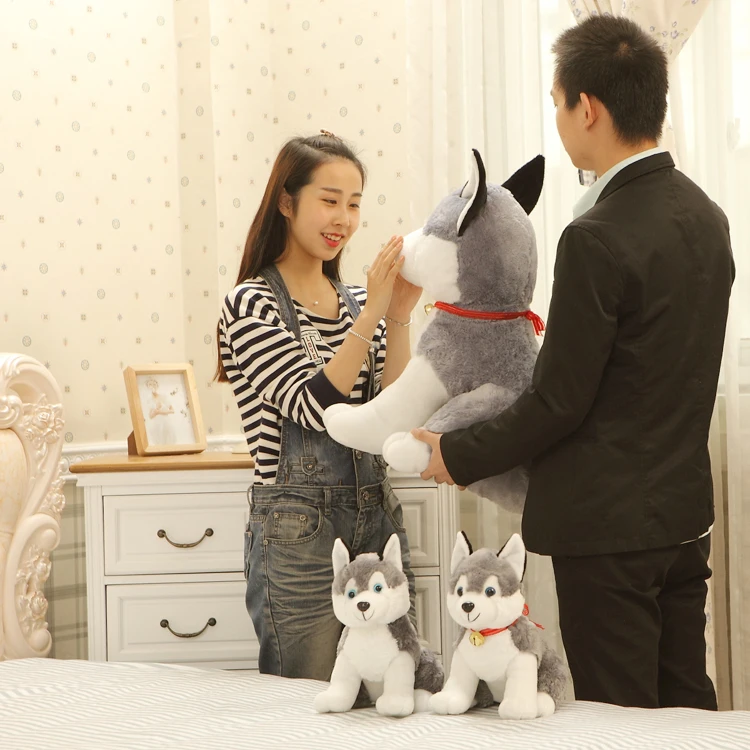 Натуральная Хаски плюшевые игрушки забавные мягкие животные имитация декорация