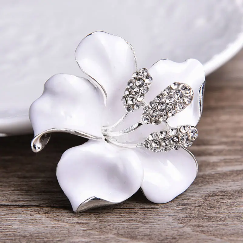 Цветок из белой эмали броши для женщин булавки и в стиле хиджаба красная маковая