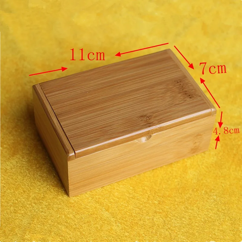 1 шт. Бамбуковая коробка для хранения тампонов небольшая мелочей держатель