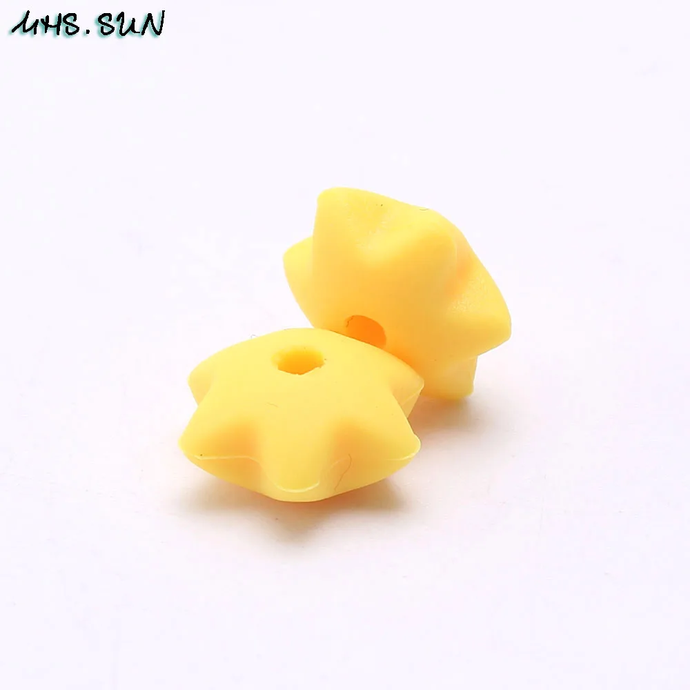 2 yellow MHS. SUN 10 мм Детские Силиконовые шестиконечные звездочки для прорезывания зубов без бисфенола свободные силиконовые бусины для прорезывания зубов качество еды DIY украшения 50 шт - Цвет: 2 yellow