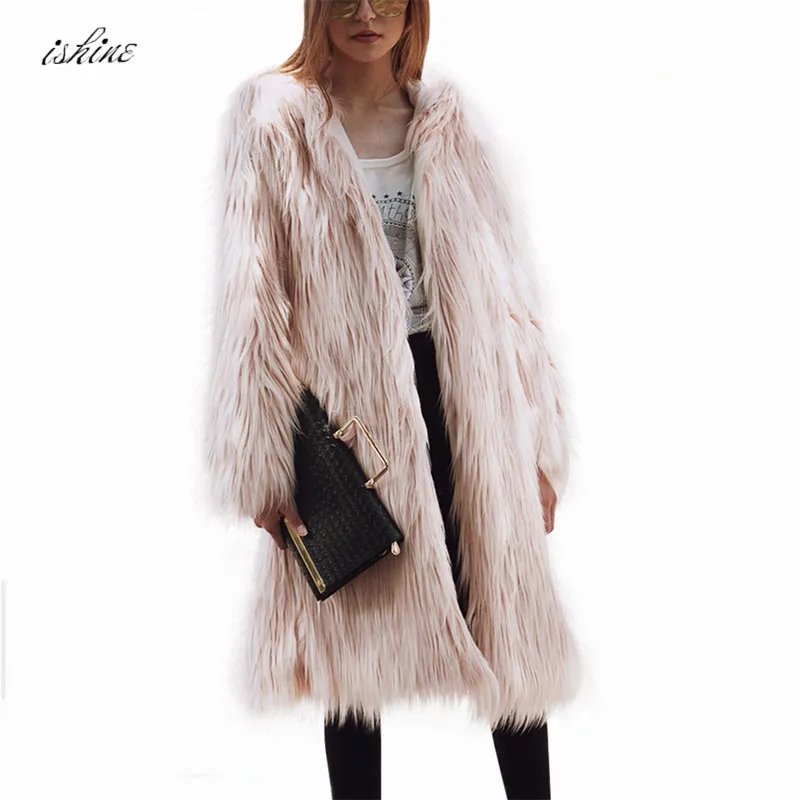 Высококачественная Белая длинная шуба из искусственного лисьего меха женская