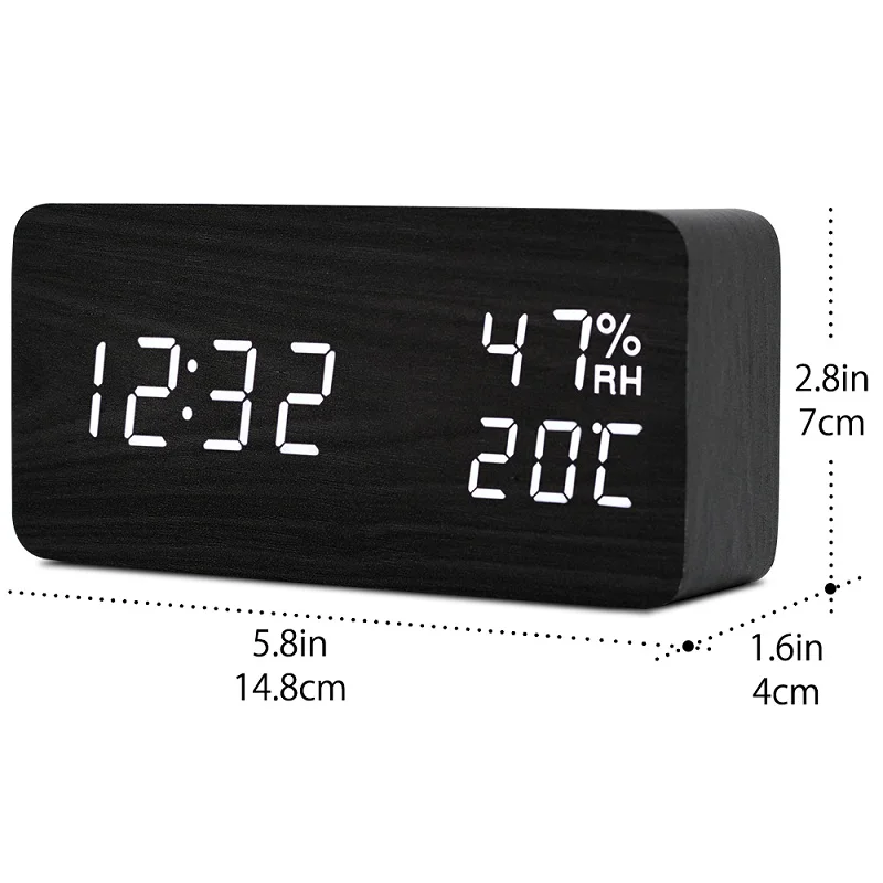 Большой светодиодный цифровой будильник со звуковым управлением часы для
