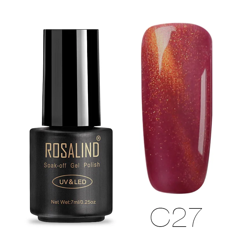 RAC27 ROSALIND 7 м лак для ногтей магнит кошачий глаз замочить от полу Vernis Перманентный голографический Блеск Гель lacuqer УФ светодиодный лак - Цвет: RAC27