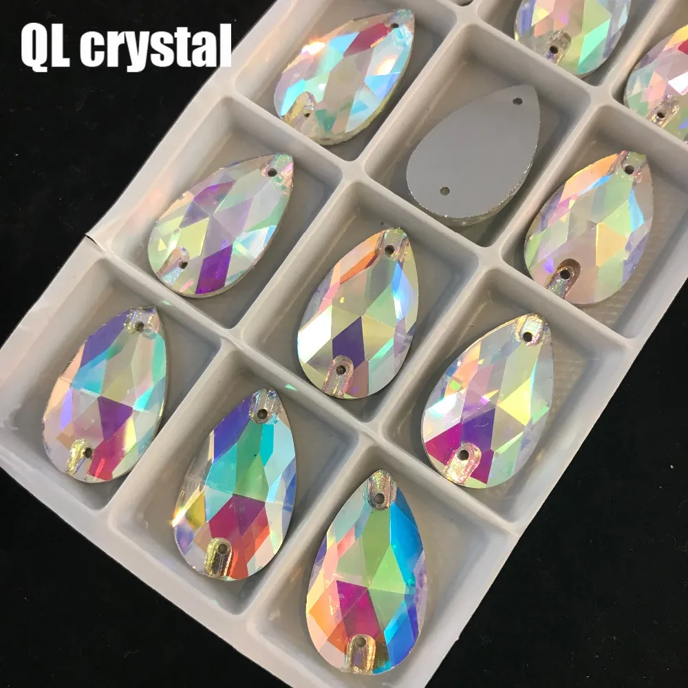 Оптовая продажа QL Crystal DR пришивные стразы AB кристально чистые плоские для Diy сумок