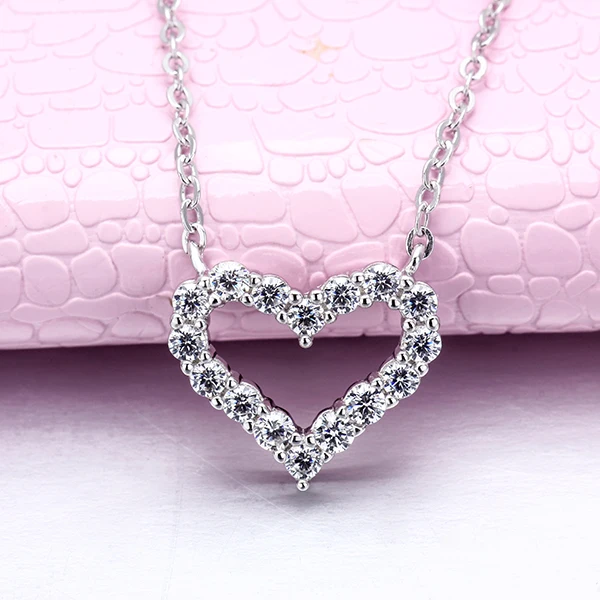 

Cheestar Gems 925 Sterling Silver Women Heart Necklace Engagement Cubic Zircon Ladies Pendant Necklaces Free Shipping