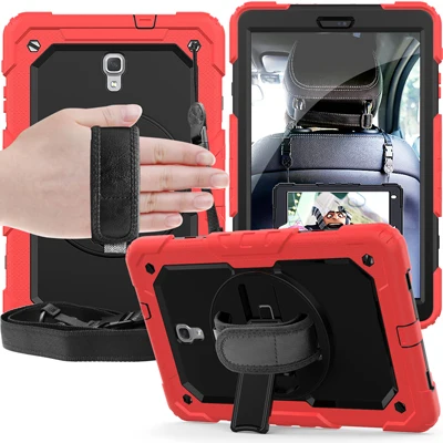 red black Чехол для планшета samsung Galaxy Tab A 10,5 T590 T595 T597 SM-T590 вращающийся на 306 ручной ремешок/чехол с подставкой+ плечевой ремень - Цвет: red black