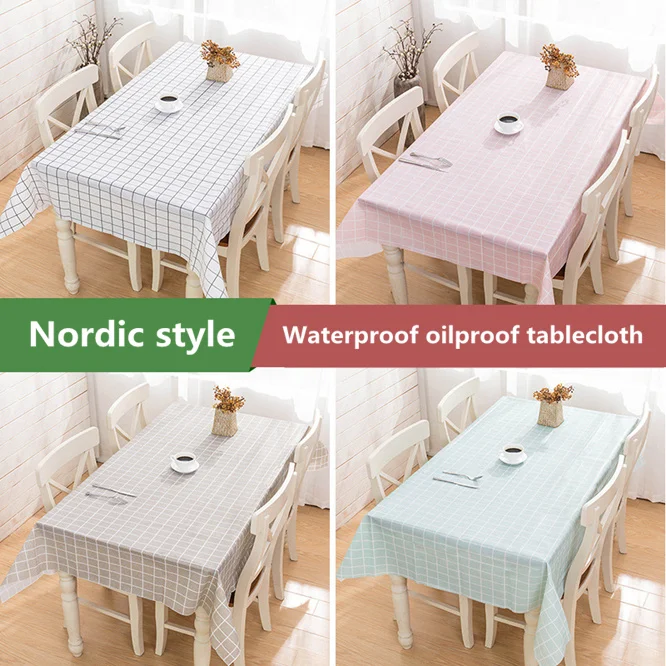 

Nordic plaid Decorative Linen Tablecloth Waterproof Oilproof Rectangular Wedding Dining Table Cover Easy to clean household