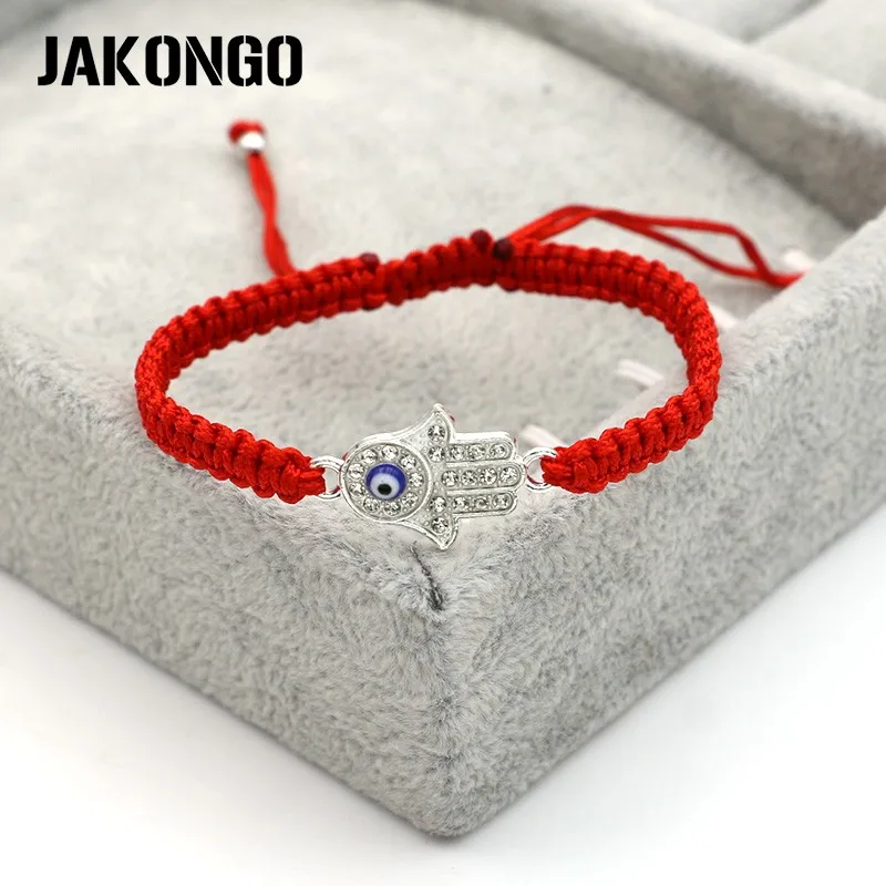 Браслет JAKONGO с Красной веревкой для мужчин и женщин регулируемый плетеный