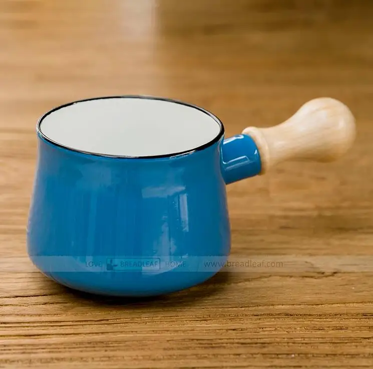 Молочный горшок 9 см фарфоровая эмалированная мини кастрюля сливочное масло