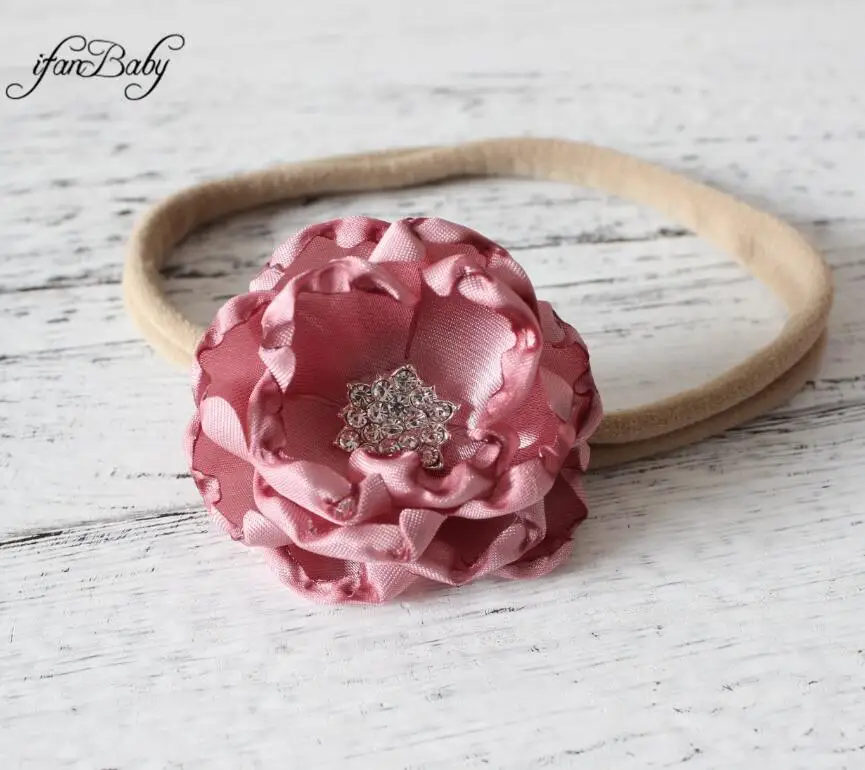 Vintage Pink Девушка Для женщин повязка на голову в цветочек повязка на голову burn flower вышитая с цветочным принтом повязка на голову, по 1 шт - Цвет: Vintage Pink