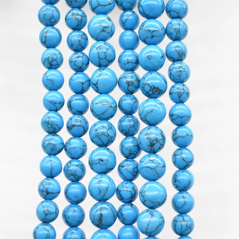 FLTMERH оптовая продажа Голубой Бирюзовый Круглый beads15 5 &quotвыбор размера 4 6 8 10 12 мм