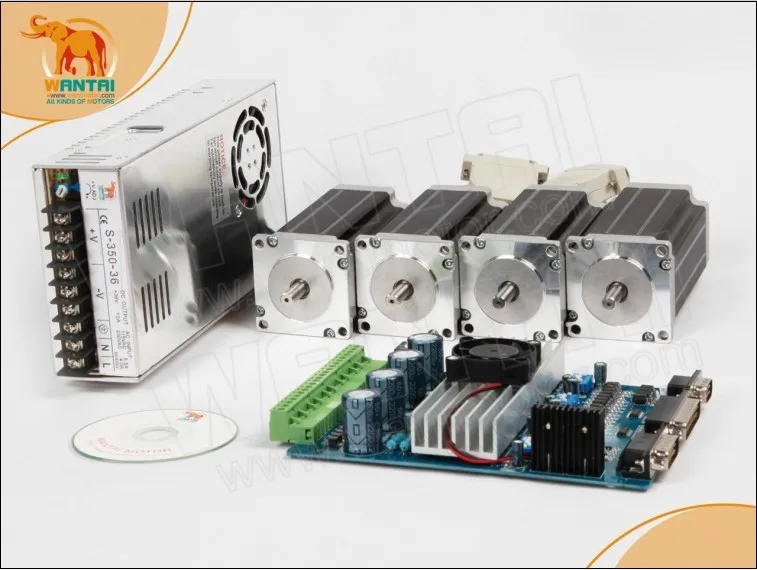 

CNC 4Axis Nema23 Wantai Stepper Motor 57BYGH420 185oz-in+4 Axis Driver Board CNC Plasma Engraving Grind Foam Mill