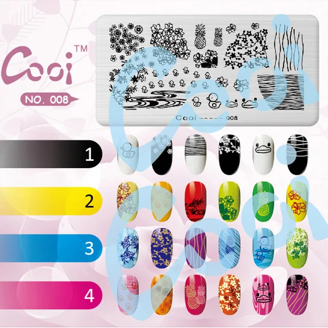 NO.08 Pinpai Nail Stamping Plates Flower Geometric Heart Nature Series Nail Template Stamp Image DIY Nail Designs Manicure Stamp Plate - Цвет: NO.08