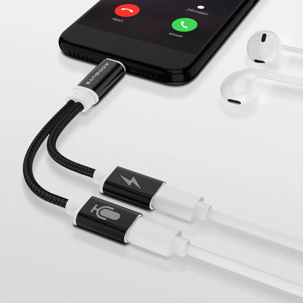 ACCGUYS двойной аудио адаптер зарядный кабель 2 в 1 разъем для наушников iPhone XS XR X 7 8 plus