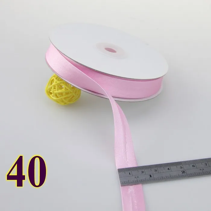 40 light pink Полиэфирная атласная косая связывающая лента Размер: 15 мм, ширина: 5/" 20 метров/картон 1,5 см косая лента из блестящего хорошего сатина - Цвет: 40 light pink