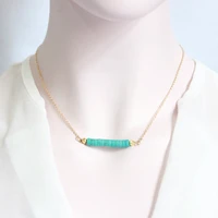 easy match fashion handmade jewelry golden color chain choker necklace with natural green stone beads hjxl1001