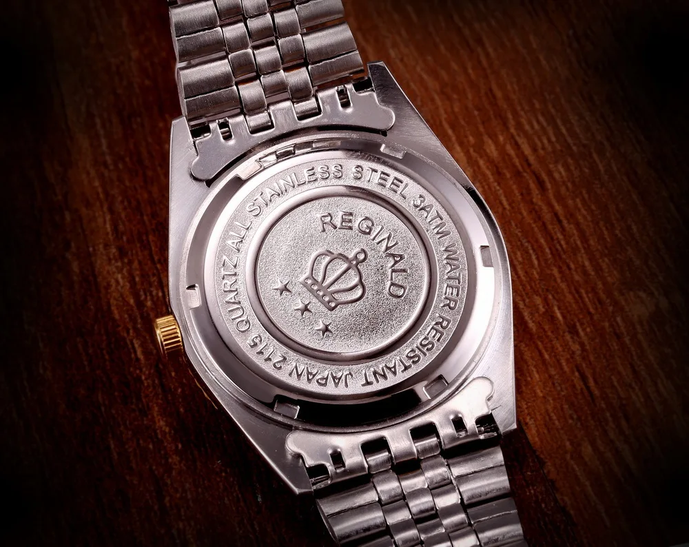 Роскошные мужские кварцевые часы со стальным браслетом в стиле платья REGINALD|watch