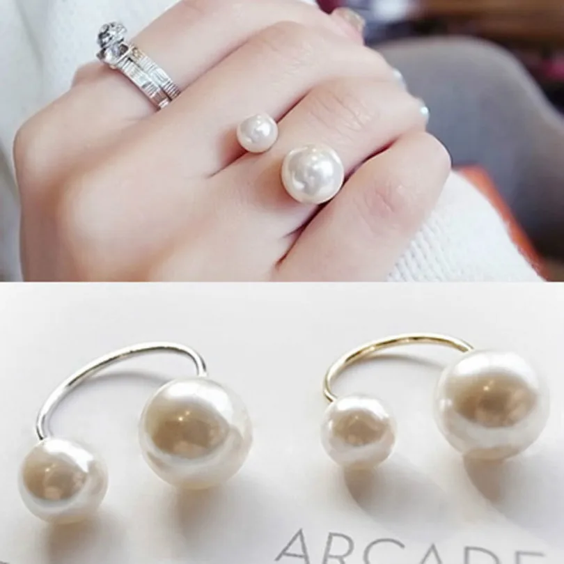 2018 New Best Selling Fashion Jewelry Women's Ring Street Shooting Accessories Imitation Pearl Size Adjustable Opening | Украшения и - Фото №1