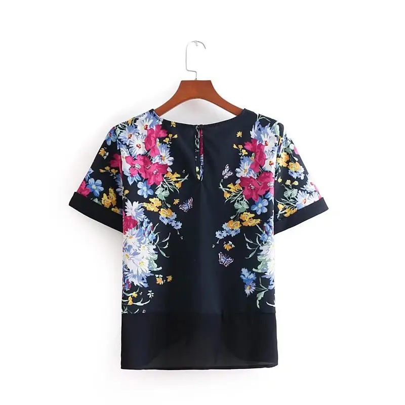 2018 женская футболка в стиле кантри с цветочным принтом vestidos hem bowknot blusas