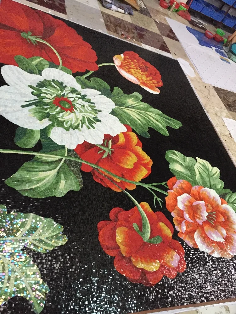 Цветок мощность мозаика росписи для стены|mural for wall|wall muralmurals flowers |