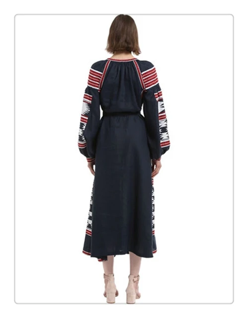 Женское богемное платье с вышивкой длинное в стиле ретро хиппи осень 2018|bohemian long