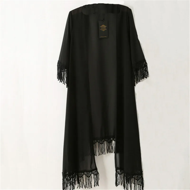 Летнее кимоно кардиган для женщин и девушек солнцезащитный шифоновый длинный