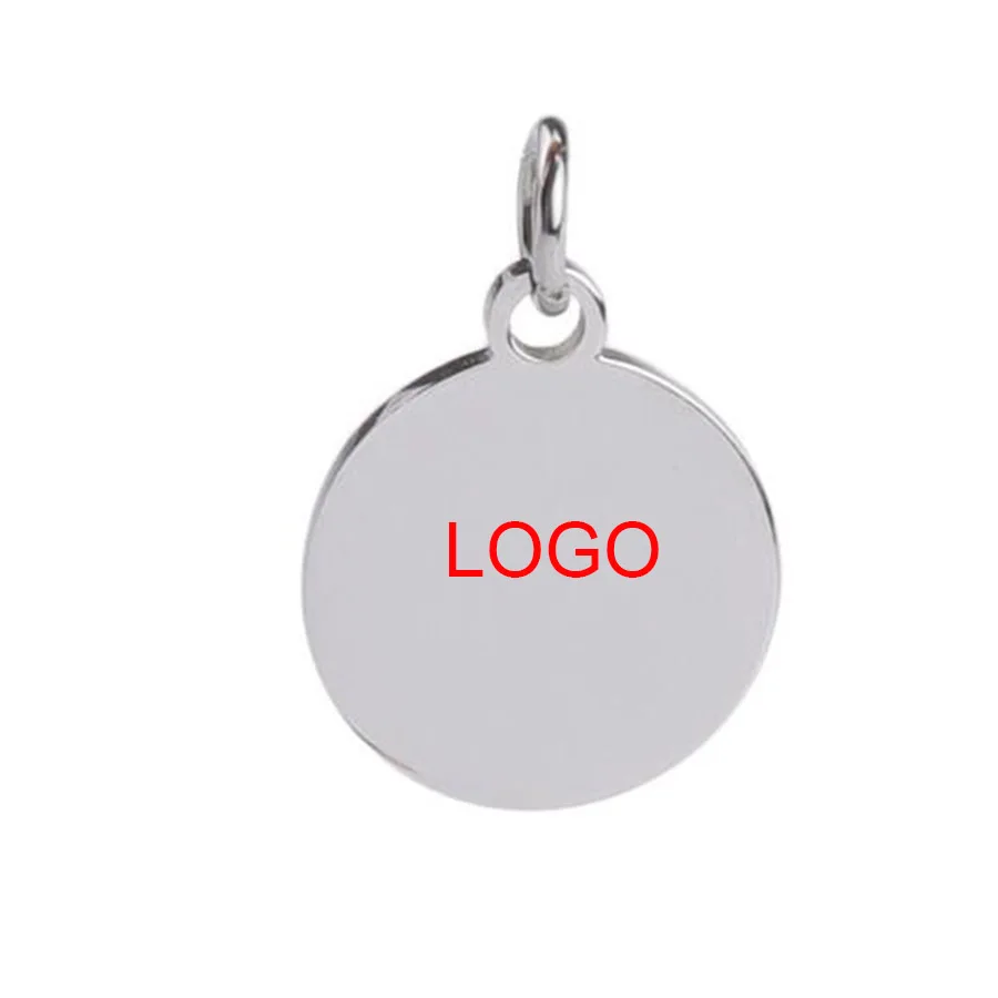 steel Leave logo Jaymaxi подвеска круглая бирка из нержавеющей стали зеркальная полировка на заказ Гравировка логотипа имя Шарм ювелирные изделия 12x17,5 мм 50 шт./лот - Окраска металла: steel Leave logo