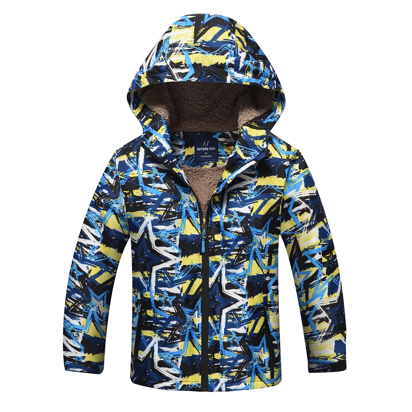

Boys' winter hiking clothes windproof waterproof thickening and warm windbreaker children's velvet assault jackets