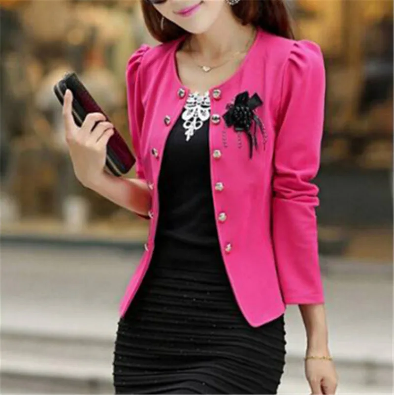 Новинка 2016 Модный Тонкий Блейзер костюм одежды яркие цвета короткий дизайн