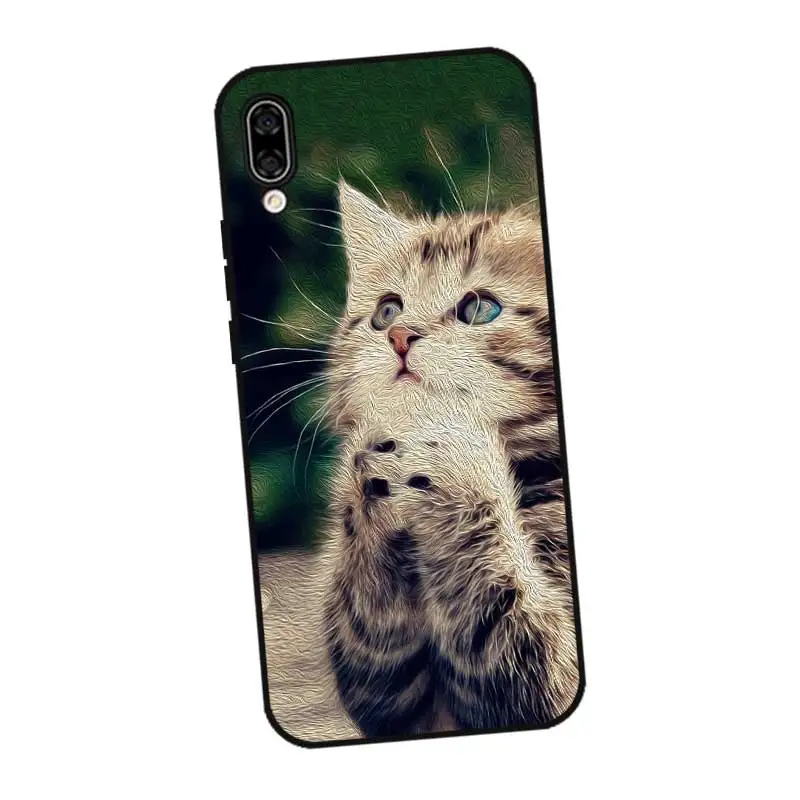 N285 Cats Cute Black Silicone Case Cover For Huawei Honor 6A 6C 6X 7C 7X 8 Lite Pro |