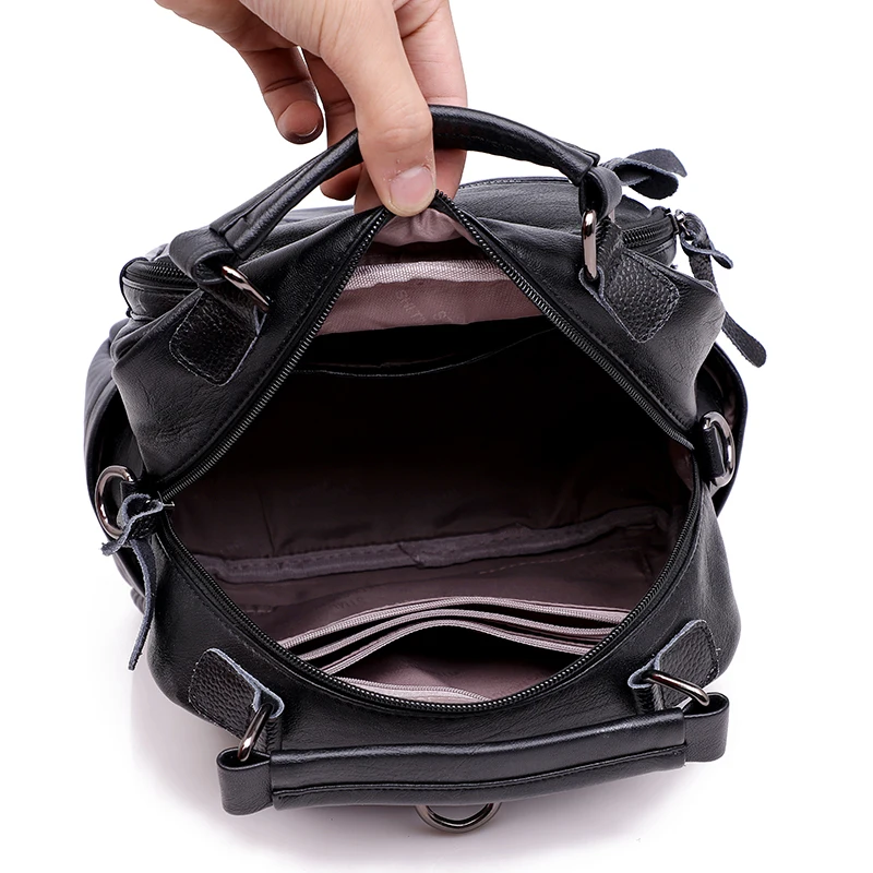 

New Fashion Woman Leather Brands Female Backpack High Quality Shoulder Schoolbags Backpacks Elegant Mochilas Escolar Feminina