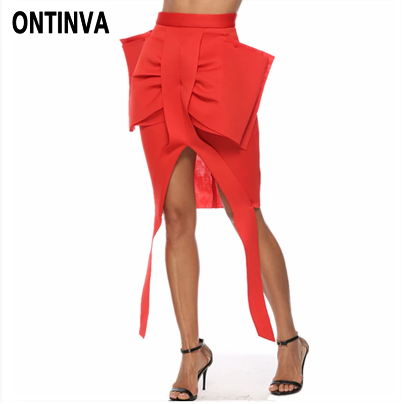 Женский комплект из 2 предметов платье с принтом и юбка карандаш большим бантом