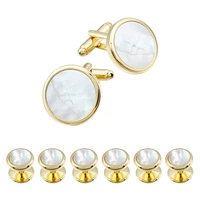 hawson mother of pearl cufflinks and studs sets 6 pieces gold color studs for tuxedo luxury gift for party %d0%b7%d0%b0%d0%bf%d0%be%d0%bd%d0%ba%d0%b8 %d0%bc%d1%83%d0%b6%d1%81%d0%ba%d0%b8%d0%b5
