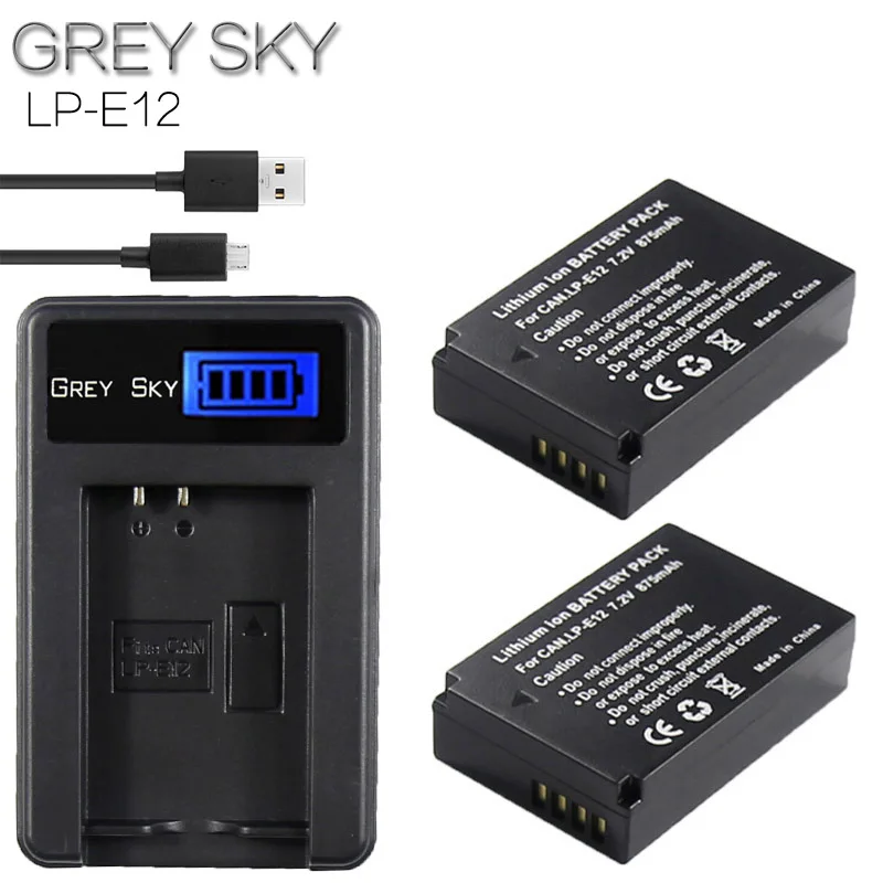 2 шт. LP-E12 LPE12 LP E12 батарея для камеры+ ЖК USB зарядное устройство для Canon EOS M10 Kiss X7 Rebel SL1 EOS 100D DSLR L10 - Цвет: charger and 2battery