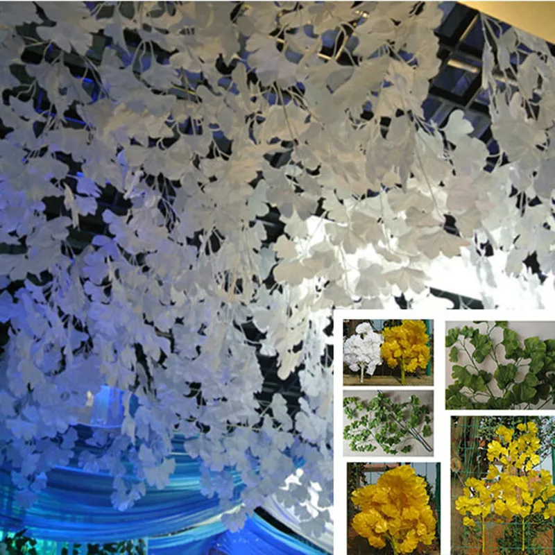 Шелковый цветок искусственное растение листья гинкго для рождества домашнего