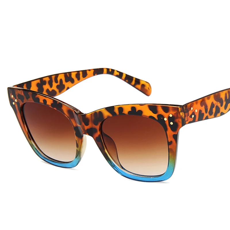 leopard blue Longketter Винтажные Солнцезащитные очки кошачий глаз женские Модные леопардовые Солнцезащитные очки женские сексуальные очки UV400 очки - Цвет линз: leopard blue