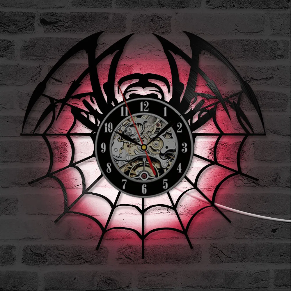 Настенные часы в форме паука и сети компакт диск креативный домашний декор