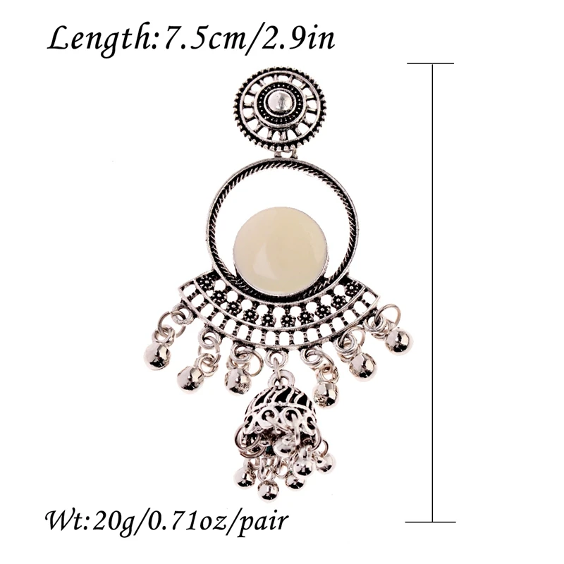 Женские египетские винтажные голубые капающие масла Jhumka Bells серебряные цветные