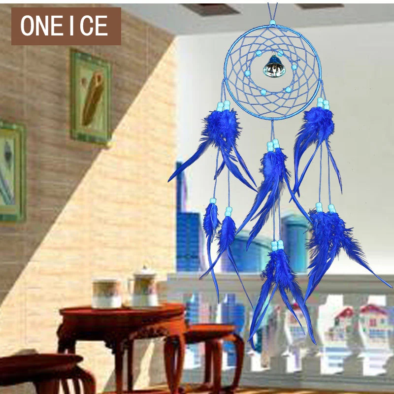 Темно-синие перья Ловец снов колокольчик свадебное украшение антикварная