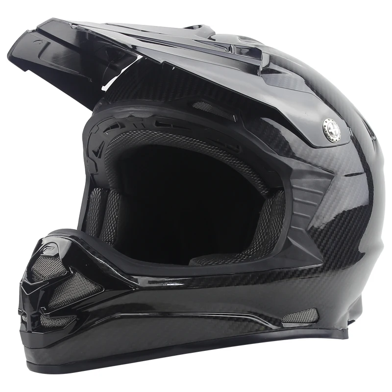 Новый Дизайн черный carbonfiber Мотокросс Off Road шлем с бесплатной очки дети Dirtbike