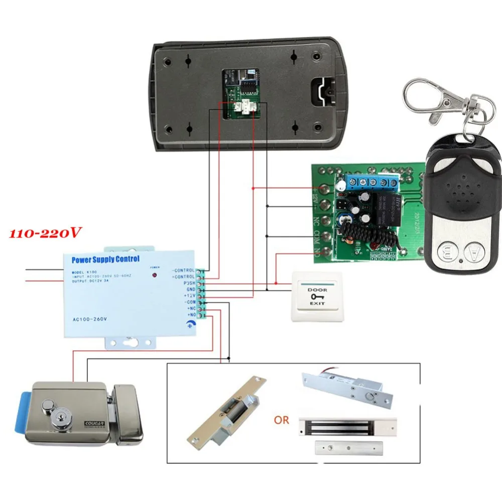 Проводной 7 дюймов монитор видео-дверной звонок видео домофон Системы+ ИК RFID код клавиатуры Камера+ пульт дистанционного управления с бесплатной доставкой