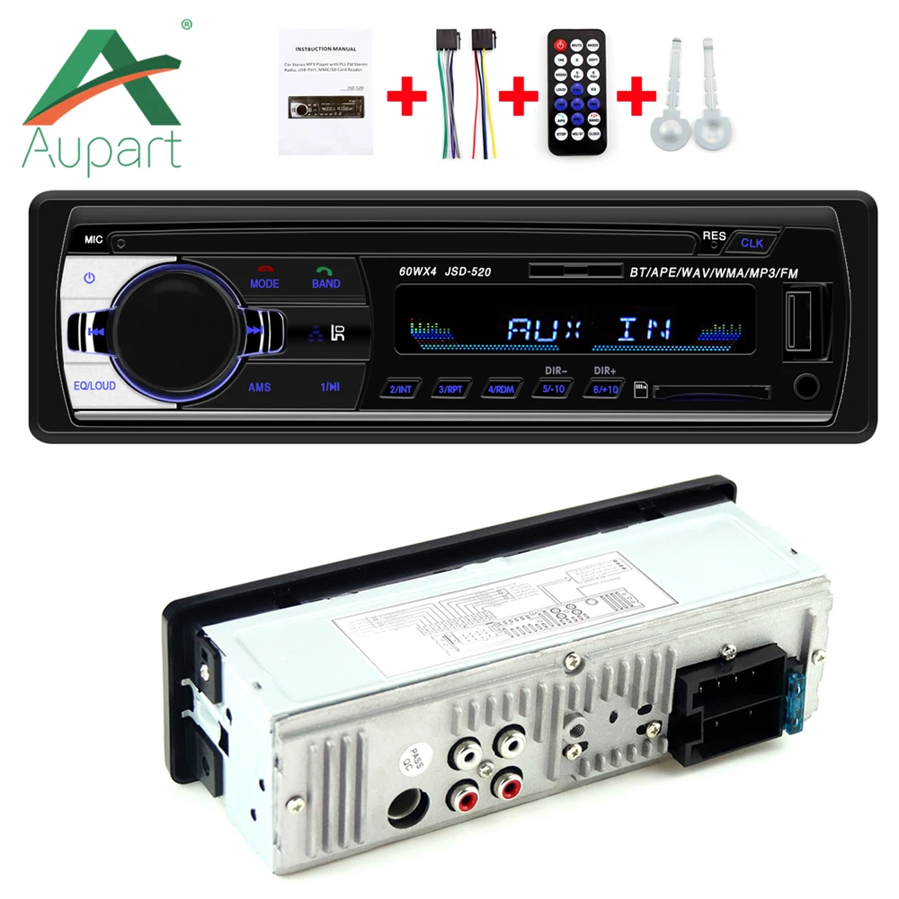 Автомобильное радио Bluetooth V2.0 JSD 520 стерео в тире 1 Din FM Aux вход приемник SD Поддержка